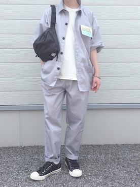 「アイテム（メッセンジャーバッグ）」を使った、Tさん（メンズ・170cm）の夏コーディネート