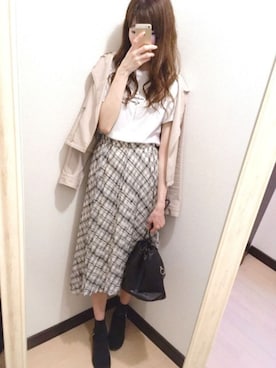 「CECIL McBEE（セシルマクビー）のアイテム（ライダースジャケット）」を使った、yuuさん（レディース・164cm）の春コーディネート