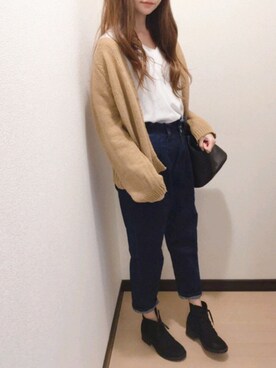 「GRL（グレイル）のフリルマムデニムパンツ（デニムパンツ）」を使った、yuuさん（レディース・164cm）の秋コーディネート