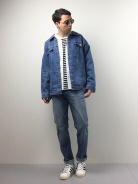「CASPER JOHN AIVER（キャスパージョンアイバー）のアイテム（デニムジャケット）」を使った、タレスさん（メンズ・178cm）の冬コーディネート