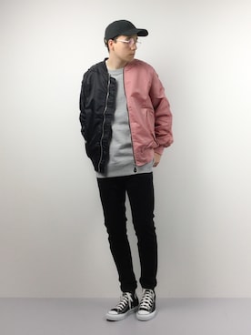 「CASPER JOHN AIVER（キャスパージョンアイバー）のアイテム（MA-1）」を使った、タレスさん（メンズ・178cm）の春コーディネート