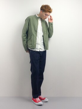 「ADAM ET ROPE'（アダムエロペ）のアイテム（MA-1）」を使った、タレスさん（メンズ・178cm）の春コーディネート