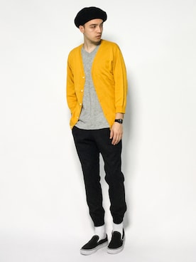 カーディガン ボレロ イエロー系 を使った ジョガーパンツ のメンズ人気ファッションコーディネート Wear