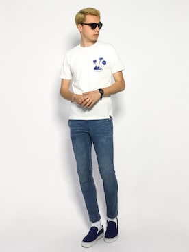 「Modern Amusement（モダンアミューズメント）のアイテム」を使った、タレスさん（メンズ・178cm）の夏コーディネート