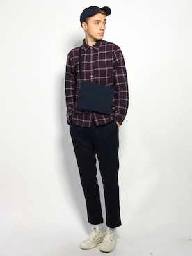 「tobiuo（トビウオ）のアイテム（バッグ）」を使った、タレスさん（メンズ・178cm）の秋コーディネート