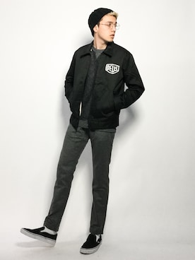 「DEUS EX MACHINA（デウスエクスマキナ）のアイテム（ブルゾン）」を使った、タレスさん（メンズ・178cm）の秋コーディネート