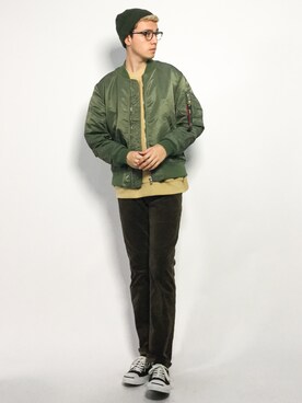 「Alpha Industries（アルファインダストリーズ）のアイテム（ブルゾン）」を使った、タレスさん（メンズ・178cm）の秋コーディネート