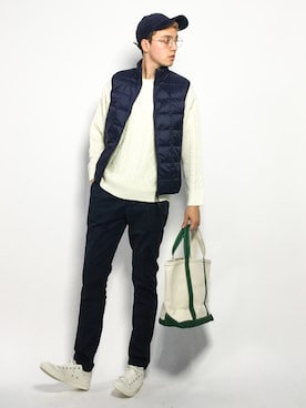 「417 EDIFICE（フォーワンセブンエディフィス）のアイテム（ダウンベスト）」を使った、タレスさん（メンズ・178cm）の秋コーディネート