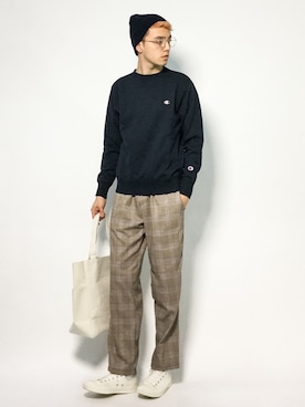 「CASPER JOHN（キャスパージョン）のCASPER JOHN グレンチェックイージーパンツ（その他パンツ）」を使った、タレスさん（メンズ・178cm）の秋コーディネート