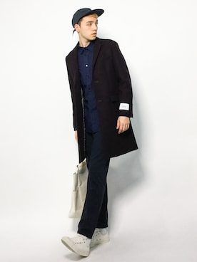 「JOURNAL STANDARD relume（ジャーナルスタンダード　レリューム）のアイテム（チェスターコート）」を使った、タレスさん（メンズ・178cm）の秋コーディネート