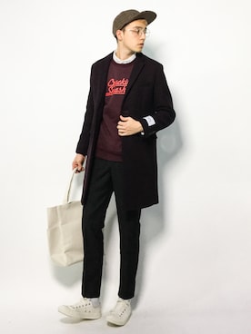 「JOURNAL STANDARD relume（ジャーナルスタンダード　レリューム）のアイテム（チェスターコート）」を使った、タレスさん（メンズ・178cm）の秋コーディネート