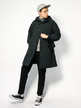 「green label relaxing（グリーンレーベルリラクシング）のアイテム（モッズコート）」を使った、タレスさん（メンズ・178cm）の冬コーディネート