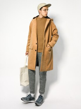 「URBAN RESEARCH（アーバンリサーチ）のC/A片畦モックネック（ニット/セーター）」を使った、タレスさん（メンズ・178cm）の冬コーディネート