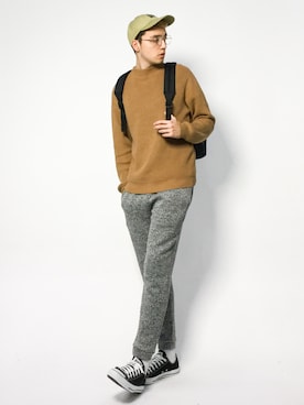 「URBAN RESEARCH（アーバンリサーチ）のC/A片畦モックネック（ニット/セーター）」を使った、タレスさん（メンズ・178cm）の冬コーディネート