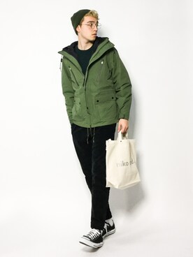 「GIORDANO（ジョルダーノ）のアイテム（ニット/セーター）」を使った、タレスさん（メンズ・179cm）の冬コーディネート