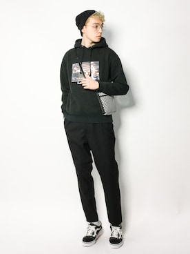 「KANGOL（カンゴール）のアイテム（ニットキャップ/ビーニー）」を使った、タレスさん（メンズ・179cm）の冬コーディネート