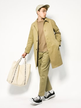 「JOURNAL STANDARD relume（ジャーナルスタンダード　レリューム）のアイテム（ステンカラーコート）」を使った、タレスさん（メンズ・179cm）の春コーディネート