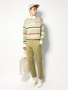 「ラガーシャツ」｜タレスさん（メンズ・179cm）の春コーディネート