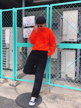 「KANGOL（カンゴール）のアイテム（ニットキャップ/ビーニー）」を使った、タレスさん（メンズ・180cm）の秋コーディネート