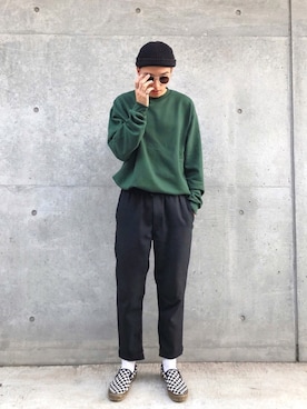 「KANGOL（カンゴール）のアイテム（ニットキャップ/ビーニー）」を使った、タレスさん（メンズ・180cm）の秋コーディネート