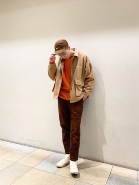 「MR.GENTLEMAN（ミスタージェントルマン）のアイテム（帽子）」を使った、タレスさん（メンズ・180cm）の冬コーディネート