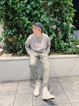 「FILA（フィラ）のアイテム（スウェット）」を使った、タレスさん（メンズ・180cm）の冬コーディネート
