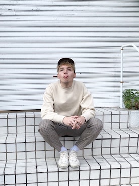 「MR.GENTLEMAN（ミスタージェントルマン）のアイテム（帽子）」を使った、タレスさん（メンズ・180cm）の冬コーディネート