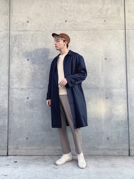 「MR.GENTLEMAN（ミスタージェントルマン）のアイテム（帽子）」を使った、タレスさん（メンズ・180cm）の冬コーディネート
