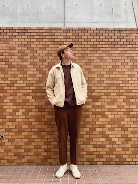 「MR.GENTLEMAN（ミスタージェントルマン）のアイテム（帽子）」を使った、タレスさん（メンズ・180cm）の冬コーディネート