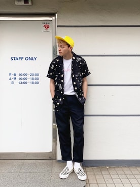 「MR.GENTLEMAN（ミスタージェントルマン）のアイテム（帽子）」を使った、タレスさん（メンズ・180cm）の春コーディネート