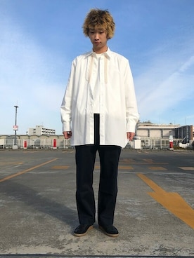 「白スウェット」｜木原さん（メンズ・180cm）の冬コーディネート