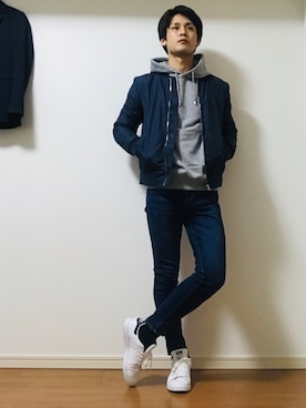 「ASTRONOMY（アストロノミー）のアイテム（MA-1）」を使った、Rh(-)さん（メンズ・176cm）の秋コーディネート
