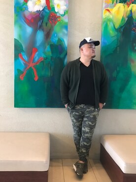 「SuperDry（スーパードライ）のアイテム（帽子）」を使った、Mark Chan(把衣服穿小的大男人）さん（メンズ・177cm）の春コーディネート