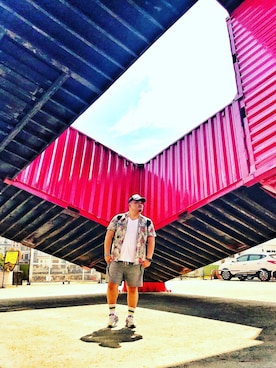 「SuperDry（スーパードライ）のアイテム（帽子）」を使った、Mark Chan(把衣服穿小的大男人）さん（メンズ・177cm）の春コーディネート