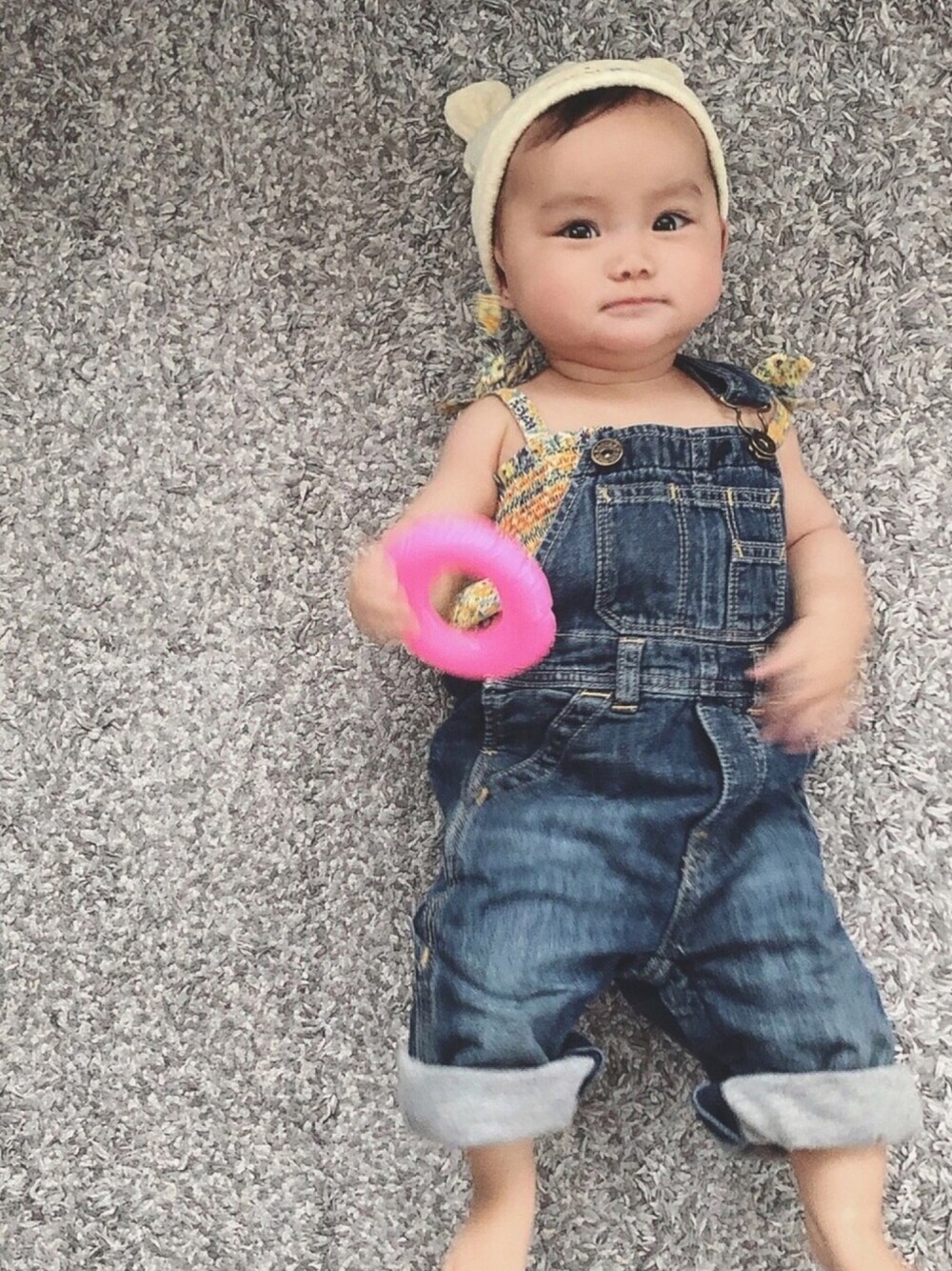 ブルー系のオールインワン・サロペット、オレンジ系のロンパース、その他のその他を着用したキッズの夏コーディネートの1枚目の写真