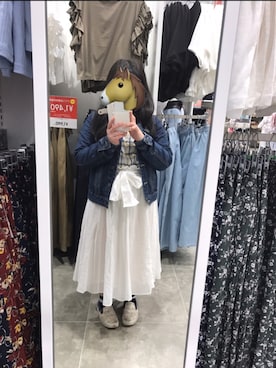 「RETRO GIRL（レトロガール）のウエストリボン スカート（スカート、ホワイト系）」を使った、痩せないさん（レディース・143cm）の夏コーディネート