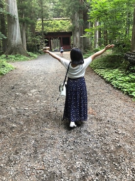 「Honeys（ハニーズ）のシフォンブラウス（シャツ/ブラウス、ホワイト系）」を使った、痩せないさん（レディース・143cm）の秋コーディネート