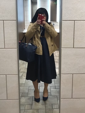 「GU（ジーユー）のポインテッドパンプス（パンプス、ブルー系）」を使った、痩せないさん（レディース・143cm）の春コーディネート