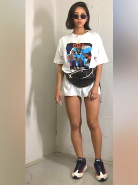 「アイテム（ボディバッグ/ウエストポーチ）」を使った、Saeさん（レディース・162cm）の夏コーディネート