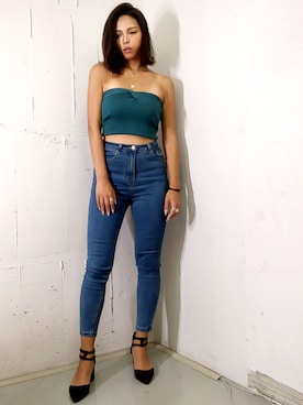 「アイテム（チューブトップ）」を使った、Saeさん（レディース・162cm）の夏コーディネート