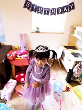 「enchante petit（アンシャンテプティ）のアイテム（Tシャツ/カットソー）」を使った、kaede_mamaさん（キッズ・90cm）の冬コーディネート