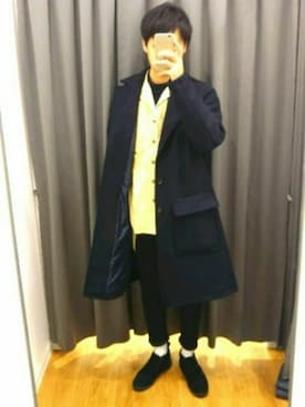 「オープンカラー」｜「アイテム（ジャケット/アウター）」を使った、おおきいはっぱさん（メンズ・180cm）の冬コーディネート