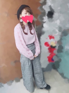 浴衣リメイク　ネイビーとホワイトのチェック柄ワイドパンツとトップス 浴衣リメイクセットアップ/ブラウス&ワイドパンツ・紺地に白花