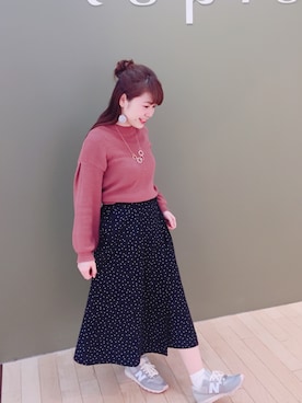 「ドット柄スカート」｜「アイテム（シューズ）」を使った、すえちゃんさん（レディース・150cm）の冬コーディネート