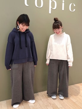 「アイテム（イヤリング）」を使った、すえちゃんさん（レディース・150cm）の秋コーディネート