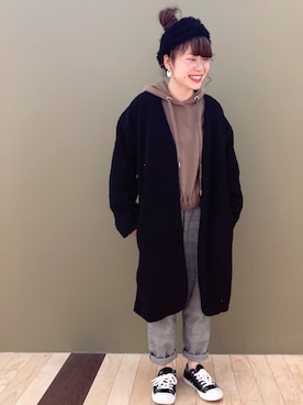 「アイテム（パーカー）」を使った、すえちゃんさん（レディース・150cm）の秋コーディネート