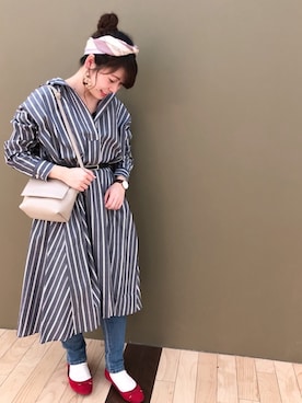 「アイテム（ストール/ショール）」を使った、すえちゃんさん（レディース・150cm）の冬コーディネート