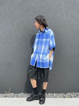 「レザーショーツ」｜SATORU KASAIさん（メンズ・178cm）の春コーディネート