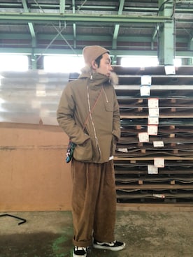 「CABANE de ZUCCa（カバンドズッカ）のアイテム（その他アウター）」を使った、Yasuhiro Shimadaさん（メンズ・160cm）の冬コーディネート