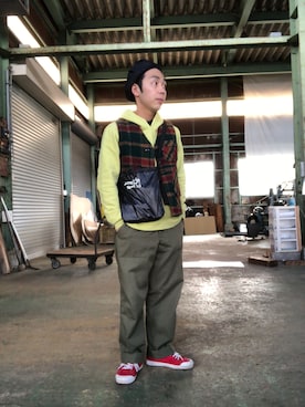 「Ruben（ルーベン）のアイテム（ハンチング/ベレー帽）」を使った、Yasuhiro Shimadaさん（メンズ・160cm）の秋コーディネート